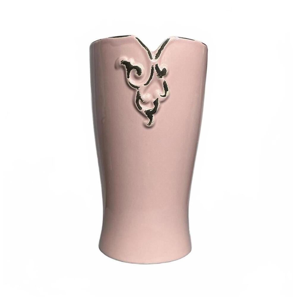 Pretty Pink Glazed Ceramic Flower Vase 8"